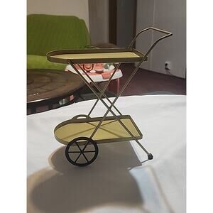 Mini Coffee Bar Cart Tier Tray Gold Kitchen Decor Party Desserts 10"x8"x4.5"